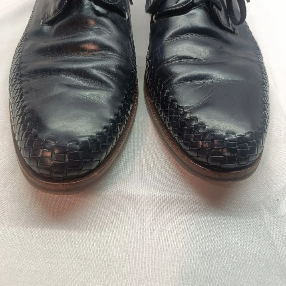 Cole Haan‎ Grand OS Navy Blue Woven Leather Derby Dress Shoes Mens 12M Preppy
